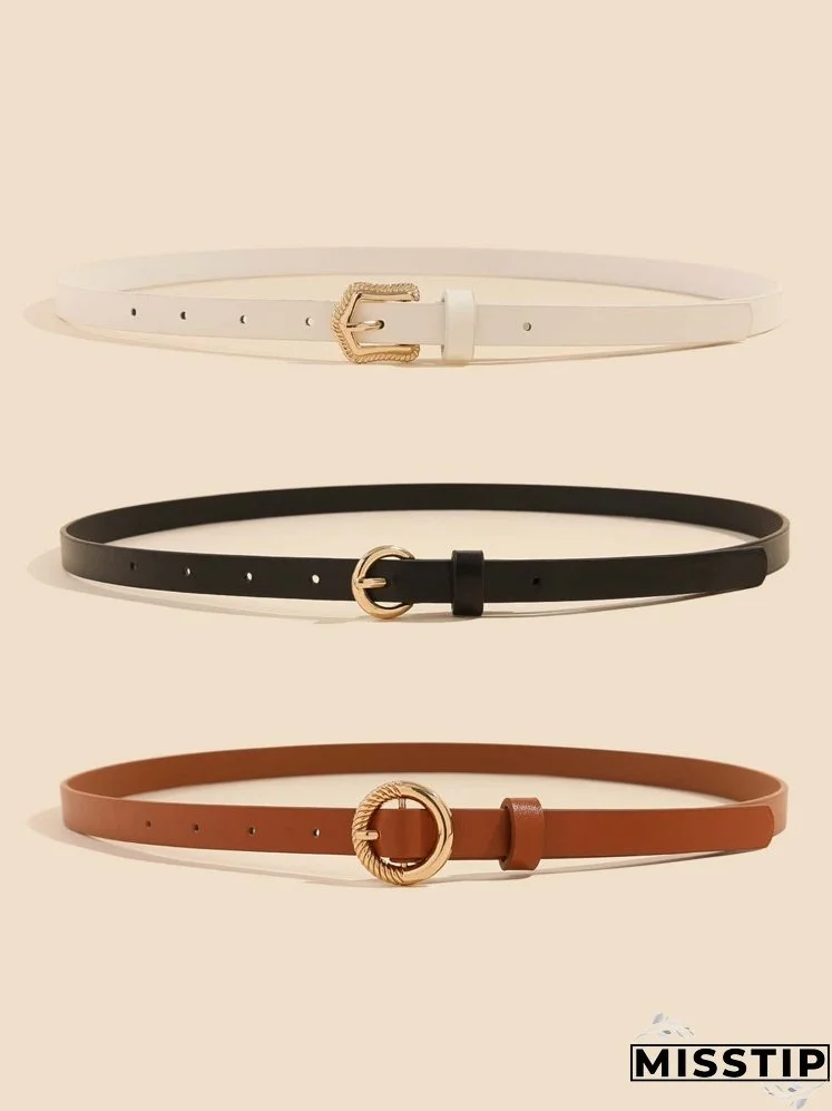 3pcs Metal Buckle Belt