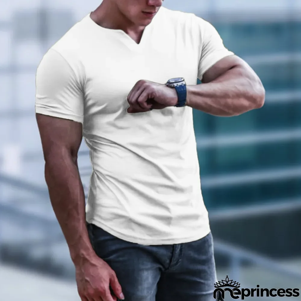 Men's Solid Color Top Round V-Neck Slim Short Sleeve T-Shirt Half Sleeve Men's Basic Shirt