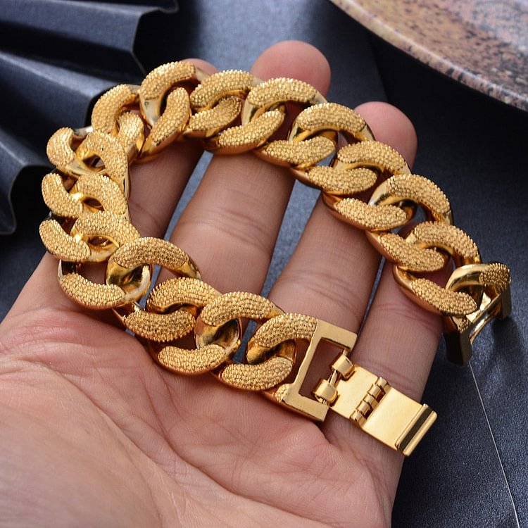 Luxury Mens Women Hand Chain Bracelets Male Gold Color Chain Link Bracelet For Men Women