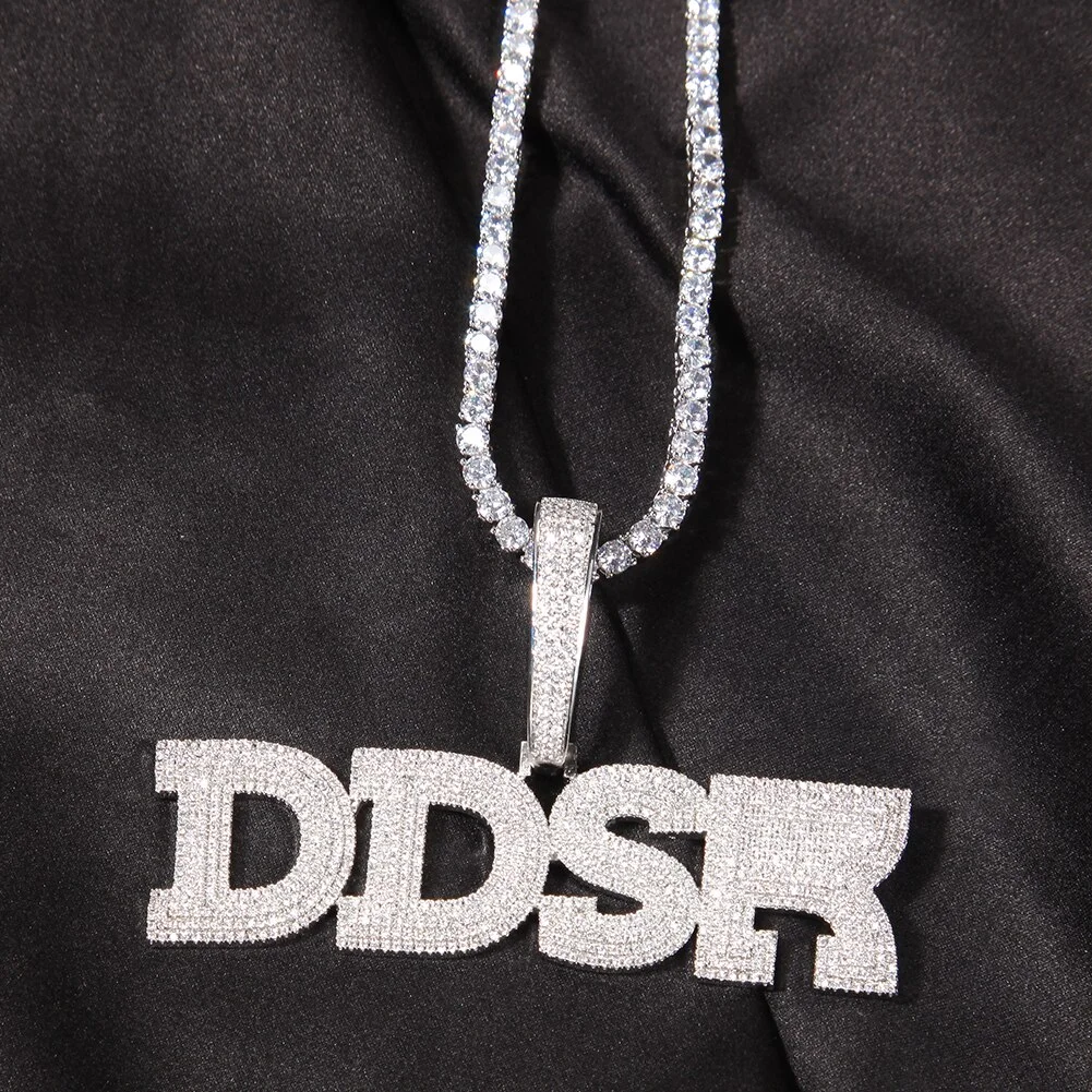 Custom Name Initial Letter Pendant 3 Layers Iced Out Customized Necklace Jewelry-VESSFUL