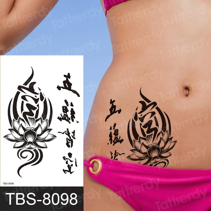 temporary tattoos men women arm shoulder tattoos sleeve traibal wolf owl scorpion male tattoos sticker black henna decal