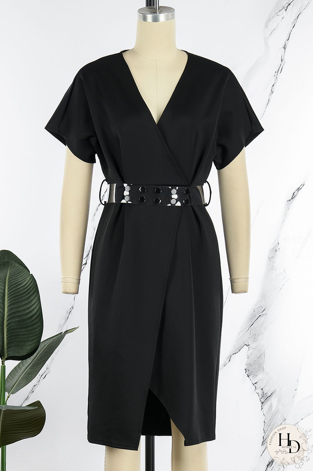 Red Elegant Solid Patchwork Slit V Neck One Step Skirt Dresses