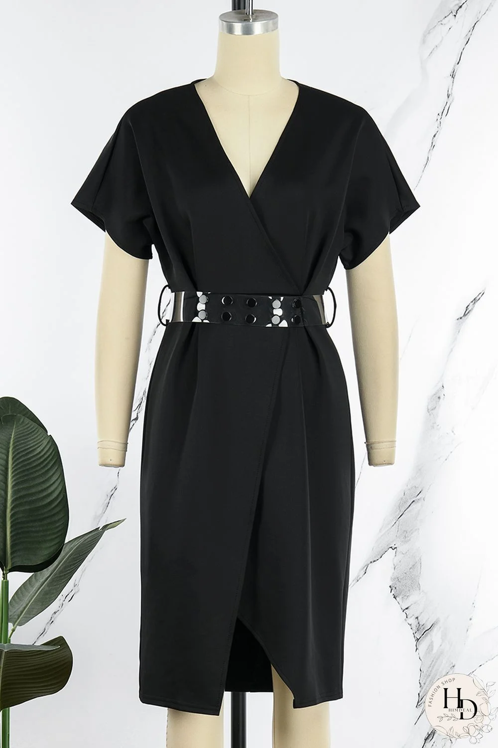 Red Elegant Solid Patchwork Slit V Neck One Step Skirt Dresses