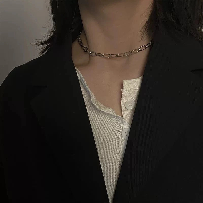 Casual Minimalist Geometric Titanium Steel Plating Necklace