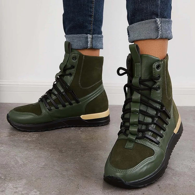 Womens Lace up High Top Sneakers Ankle Boots