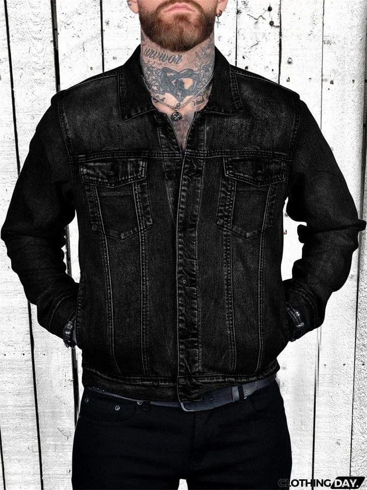 Stylish Crown Dinosaur Print Denim Jacket for Men