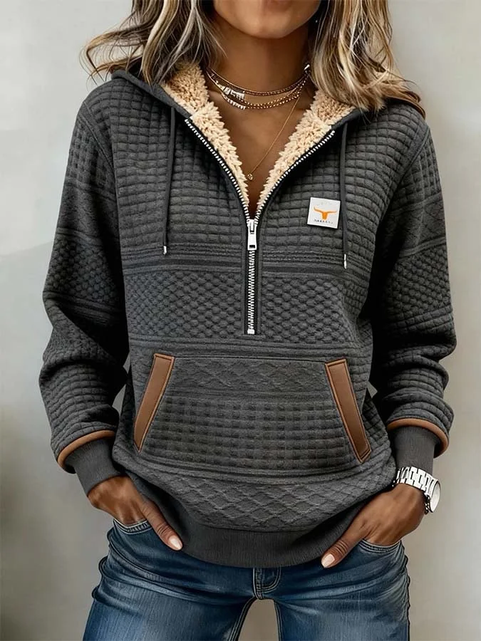 Women'S Casual Printed Zipper Sweatshirt 