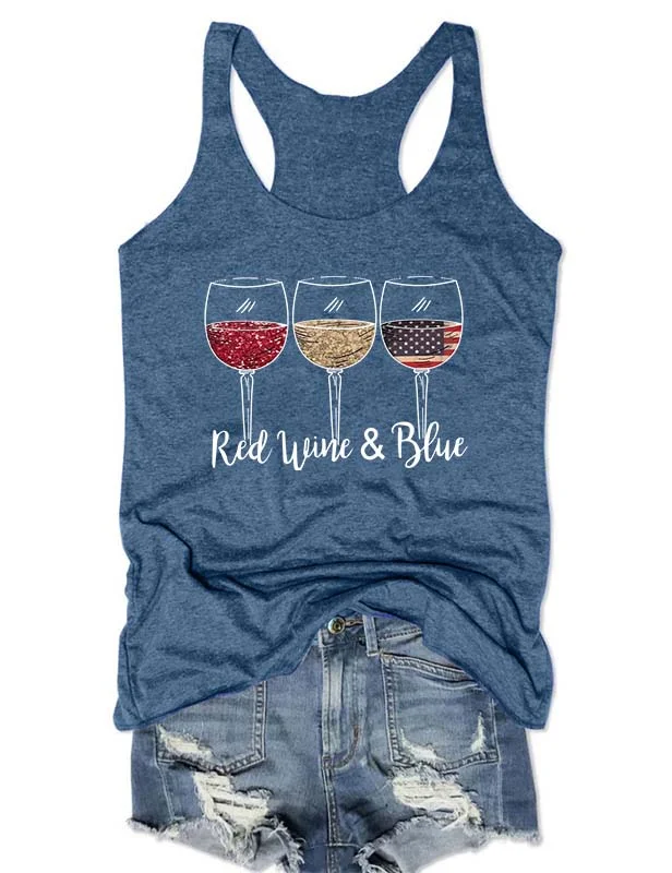 Red Wine & Blue 4th of July Tank