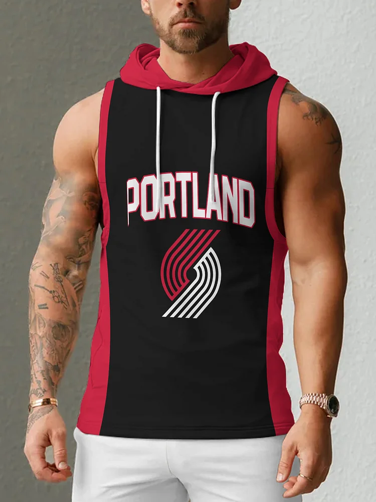 Portland Trail Blazers  Men's Casual Comfy Sleeveless Hooded Tank Top
