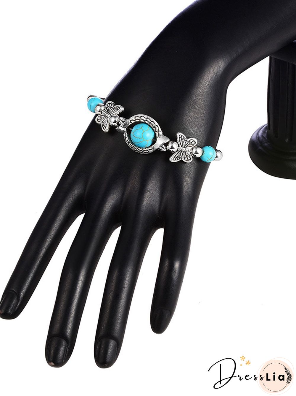 Vintage Alloy Butterfly Turquoise Bracelet