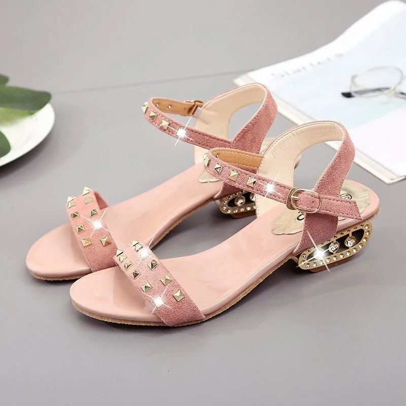 Plus Size 42 43 Women Sandals 2021 New 3cm Med Heels Fashion Shoes Women Summer Lady Sexy Comfortable Open Toe Casual Sandals