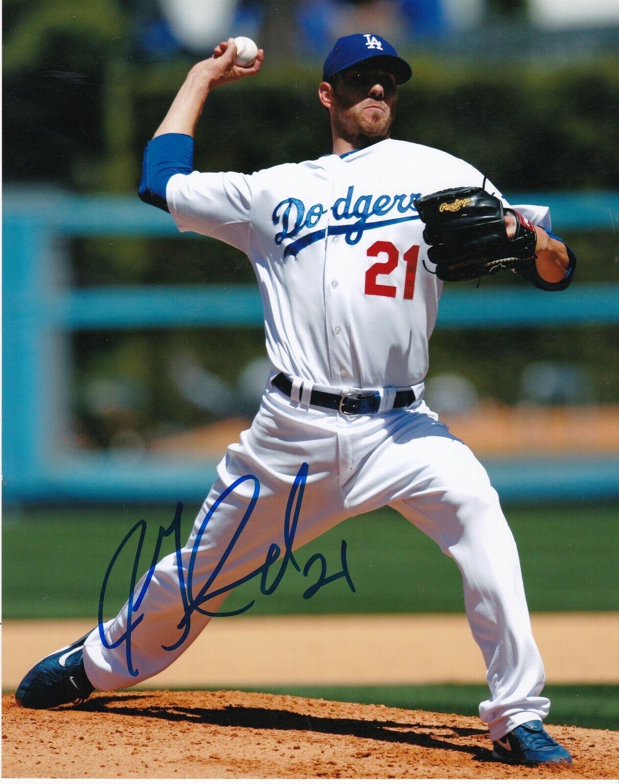 JON GARLAND LOS ANGELES DODGERS ACTION SIGNED 8x10