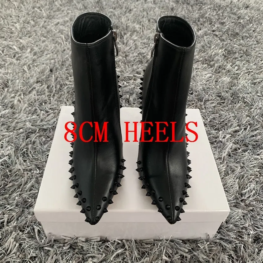 2020 Winter Fashion Women Boots Pointed Toe rivet Ankle Boots 10cm/8cmCM Heel High Heels Shoes Woman Autumn Female Socks Boots