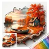 Landscape Full 11CT 3 Strands DIY Stamped Cross Stitch Kits for Beginners Adults Home Wall Decor Cross Stitch Art and Crafts Kits 40x40cm