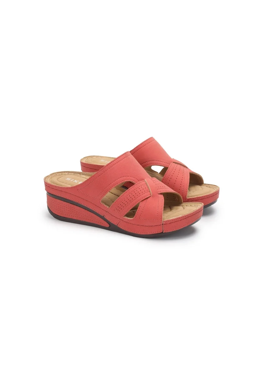 Perforated Crisscross Sip On Wedge Sandals