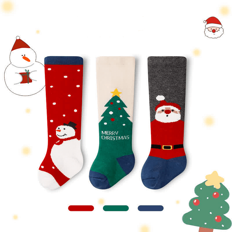 3 Pairs Baby Christmas High Socks