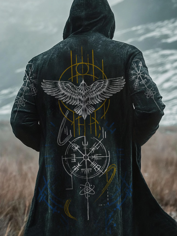 Viking Odin Falcon Mysterious Stone Disc Rune Printed Jacket