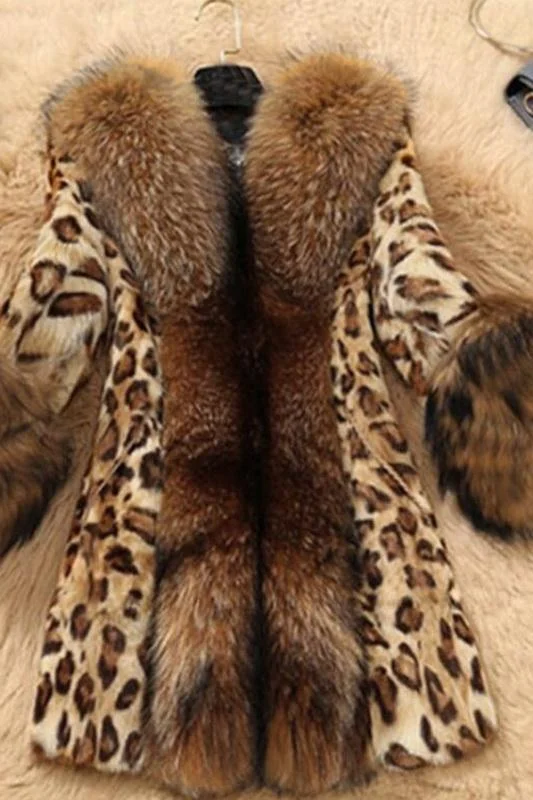 Fashion Patchwork Print Leopard Coat