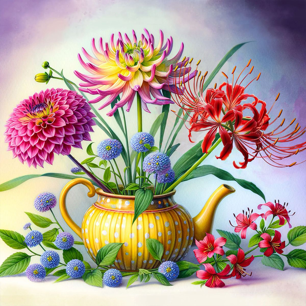 Five Kinds Of Flowers 40*40cm(canvas) full round drill diamond painting