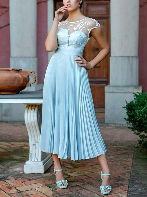 star applique lace see-through ladies' dress