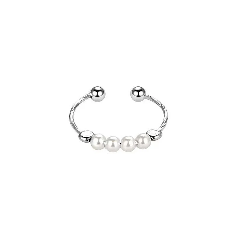 Pearl ring small crowd design adjustable open ring light luxury fashion personality joint ring ring