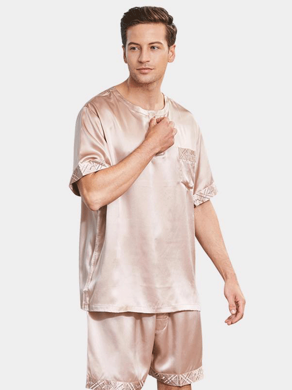 22 Momme High Quality Classic Short Silk Pajamas For Men REAL SILK LIFE