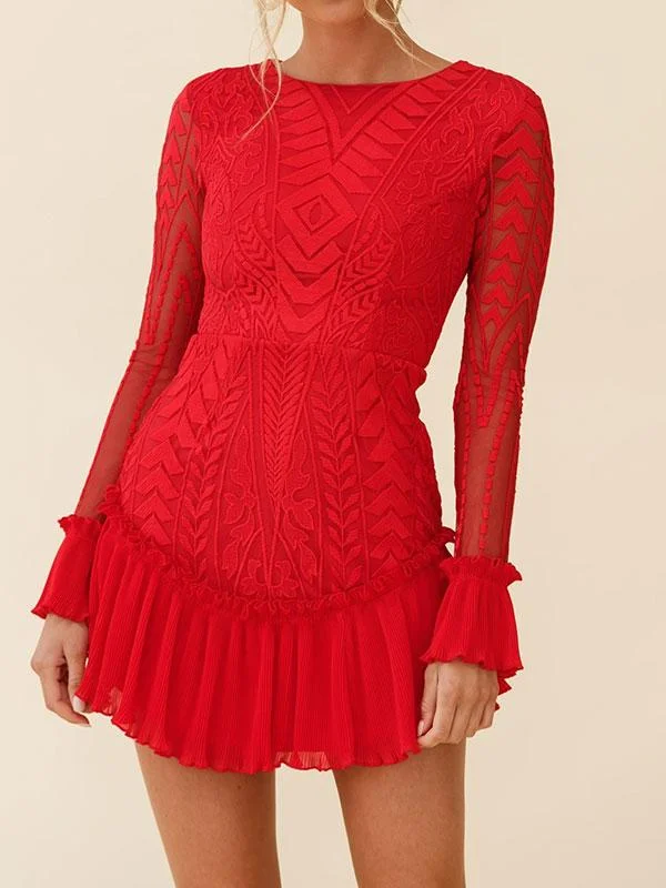 Long sleeve mini dress red
