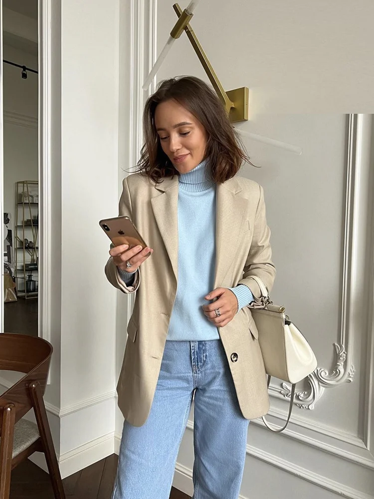 Athvotar Athvotar Multi-Color High-Necked Solid-Color Sweater Women Loose Collar Collar Collar Women's Clothing 66