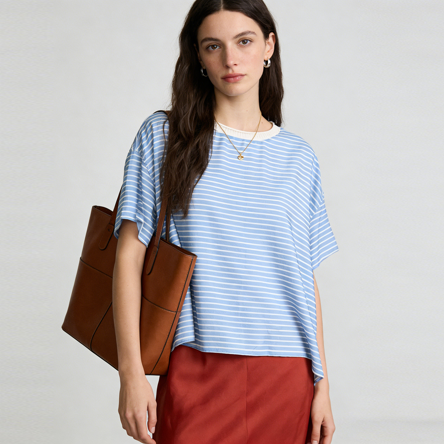 Silk Blouse Short Sleeve Crewneck Top REAL SILK LIFE
