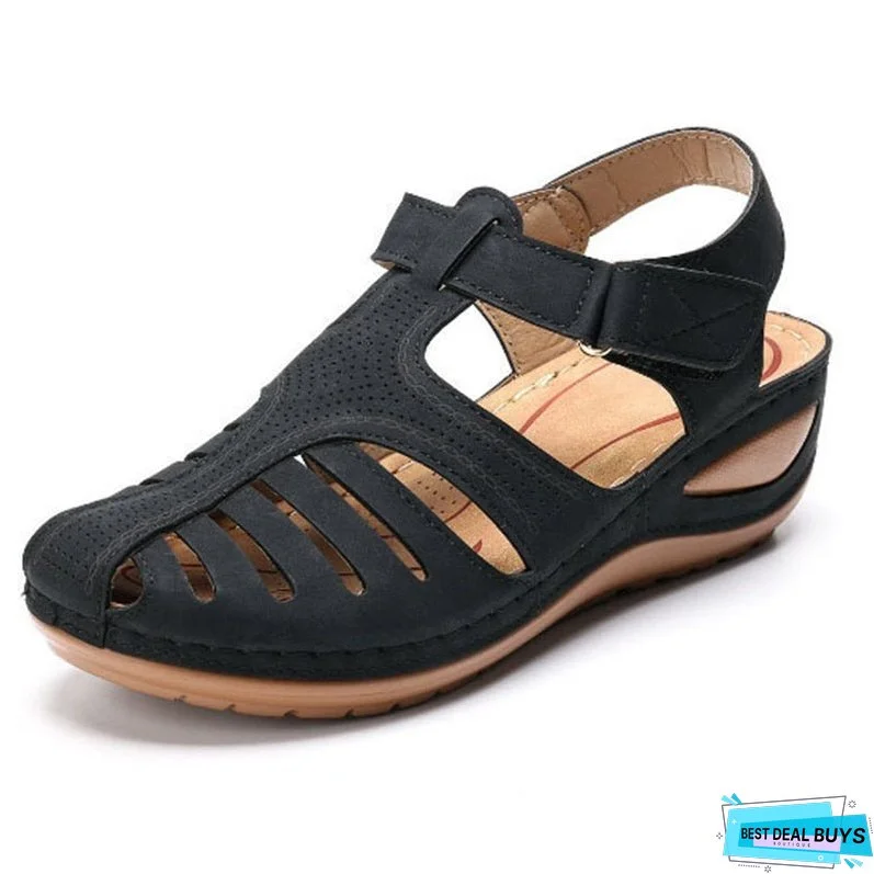 Woman Summer Vintage Wedge Sandals Buckle Casual Sewing Women Shoes Female Ladies Platform Retro Sandalias Plus Size