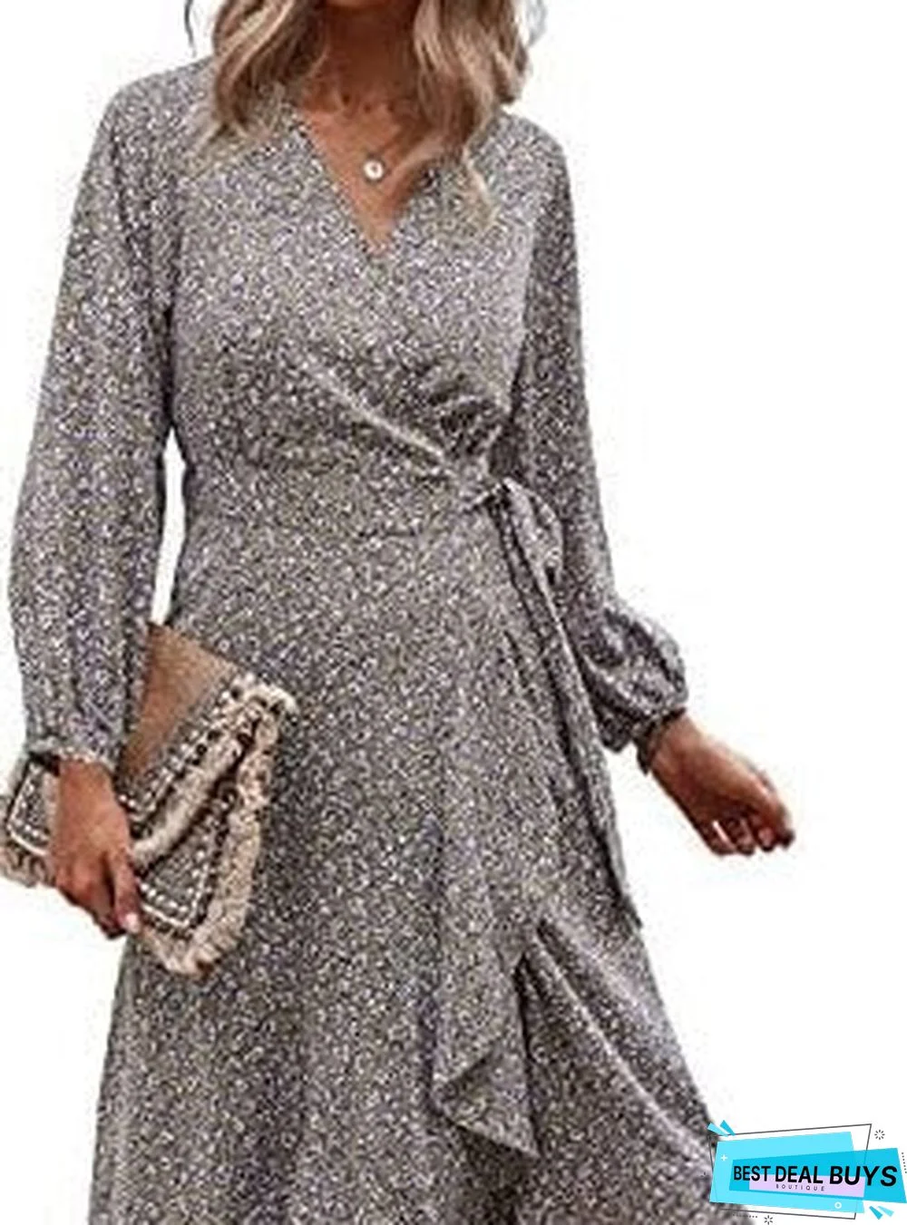 Women's Printed V-Neck Dress