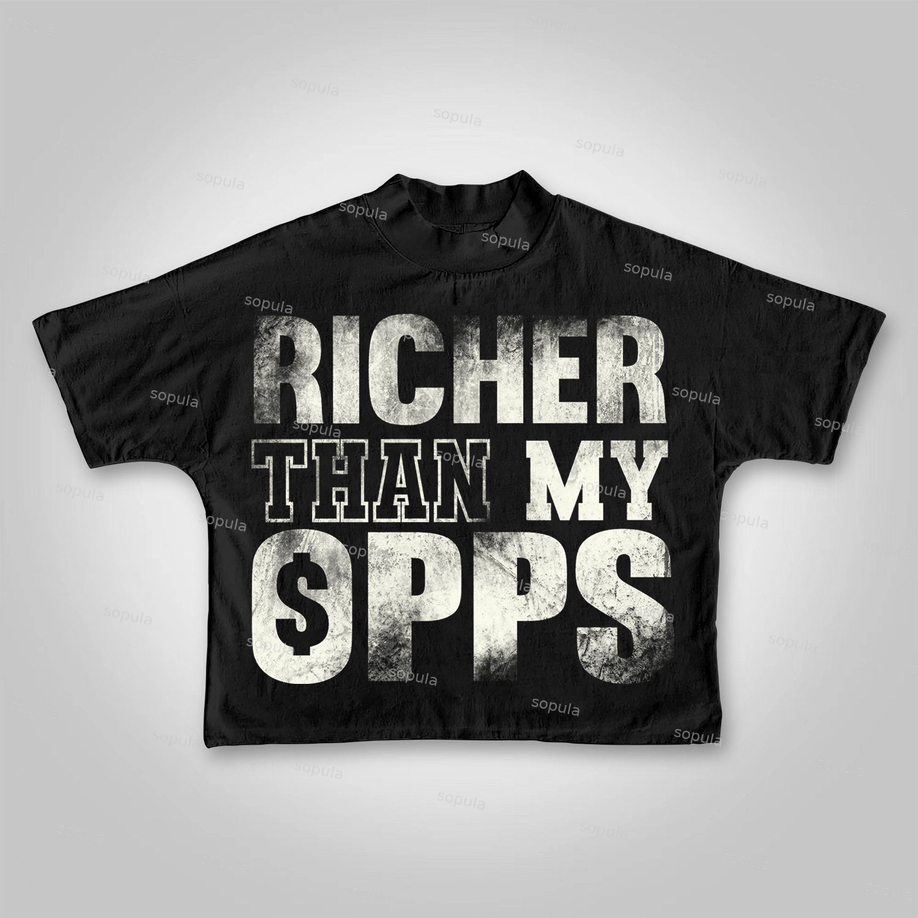 Sopula Richer Than My Opps Graphics Cropped T-shirts