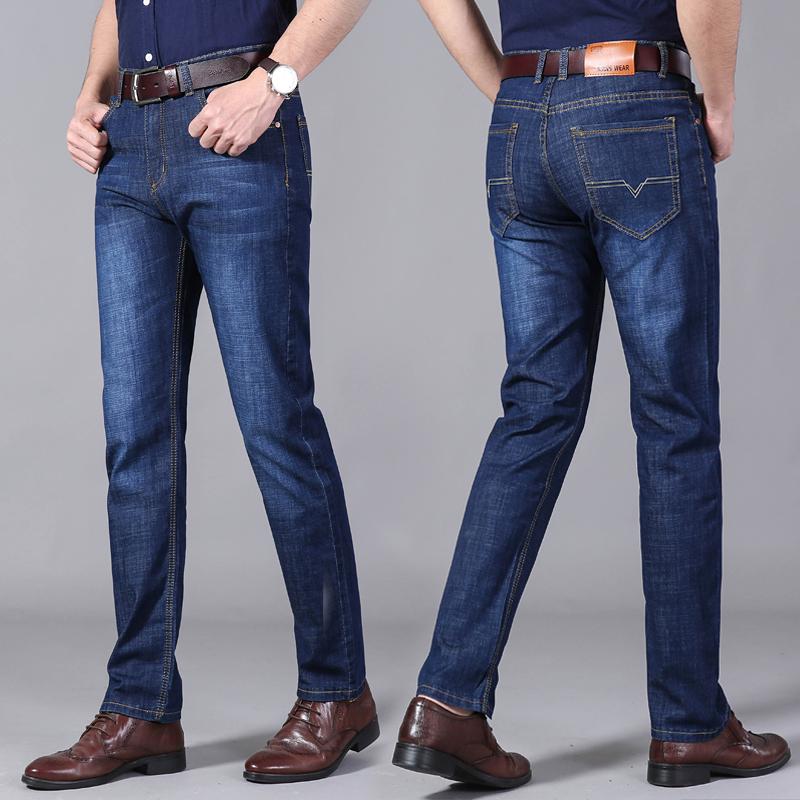 Men's Fashion Plus Size Jeans, Business Casual, Stretch Slim Jeans, Classic Trousers, Denim Pants