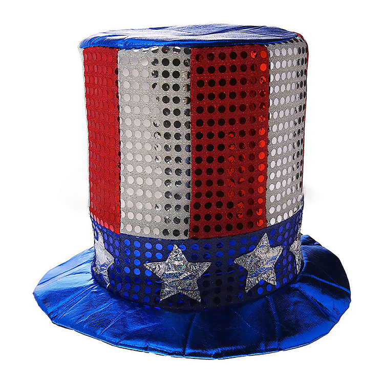 American Independence Day Party High Hat Uncle Sam Hat American Hat Independence Day Sequin Bow Tie Flag Cap Costume