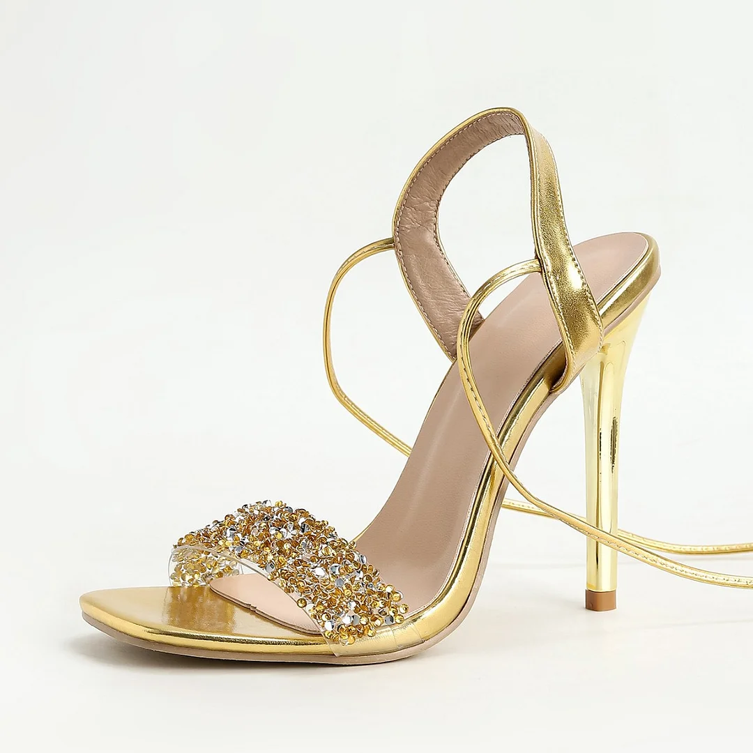 Yyvonne Ladies High Heels 2025 Summer New Fashion Water Drill With Fine Heel High-Heeled Sandals