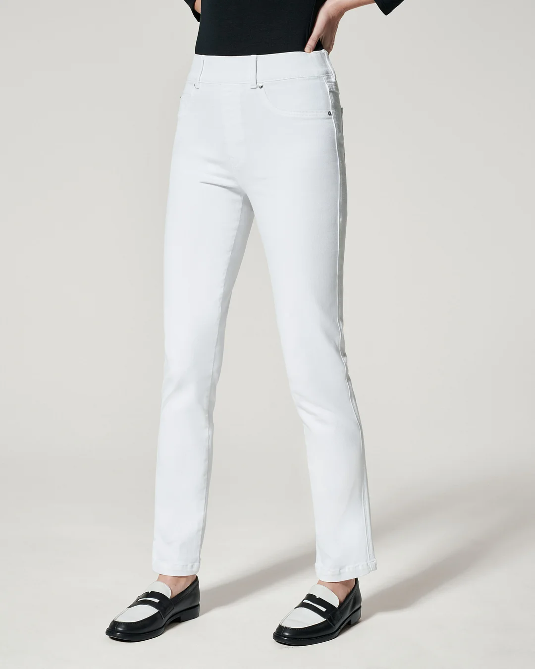 Ankle Straight Leg Jeans, White