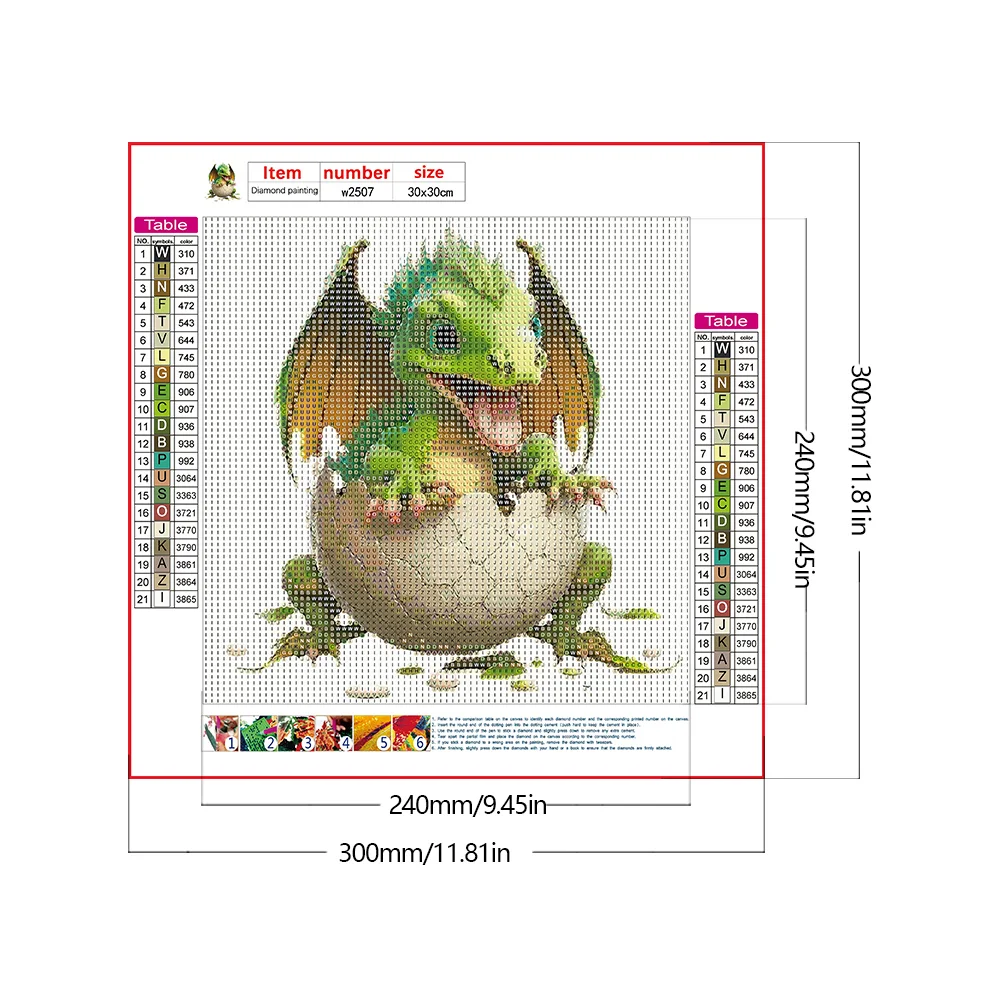 Full Round Diamond Painting 30*30cm - Little Dragon