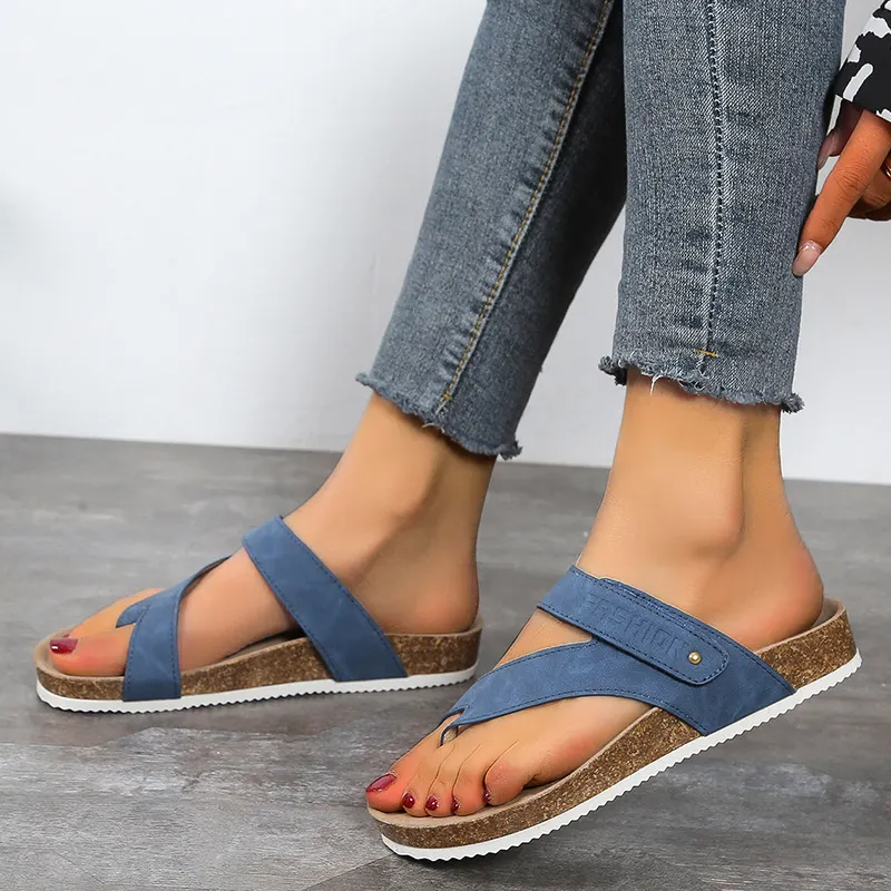 Breakj Breakj New Summer Flat Sandals Beach Shoes Casual Slippers Round Head Toe Large Beach Shoes