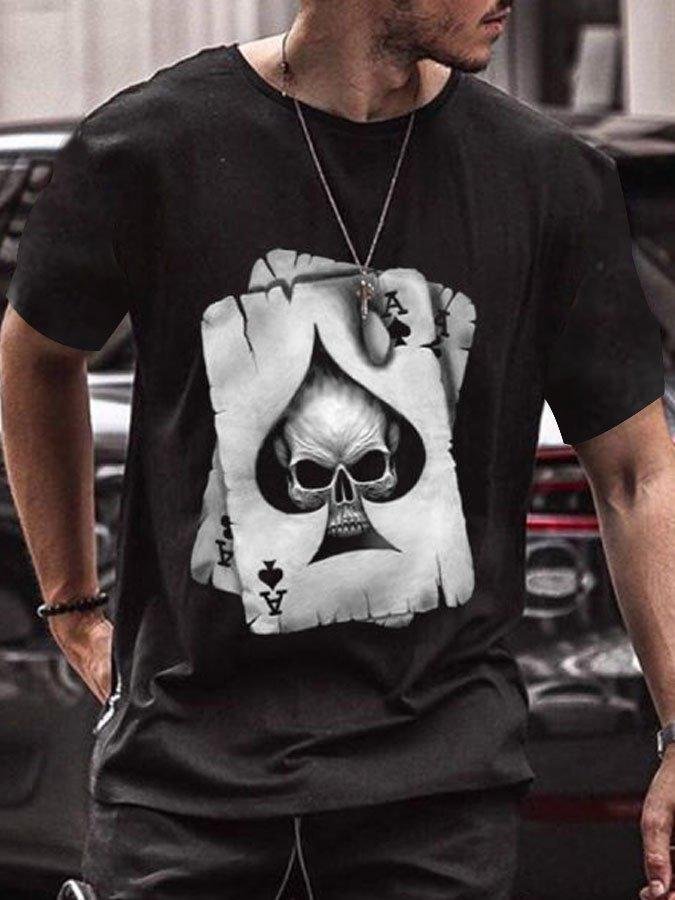 Black Printed Crew Neck Shirts & Tops