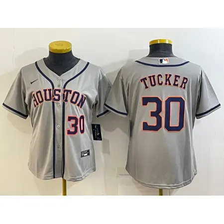 Women's Houston Astros #30 Kyle Tucker Gray Cool Base Stitched Baseball Jersey(Run Small) V8BM