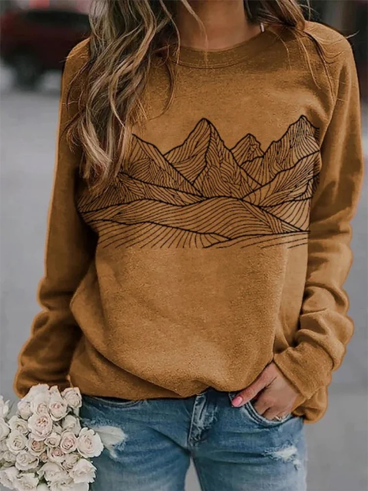 Mountains Simple Lines Graphic Sweatshirt