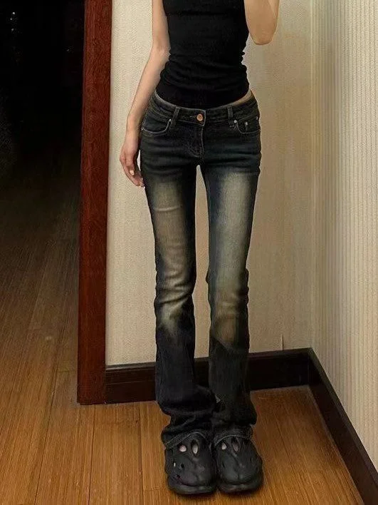 Brownm Vintage Washed Low Waist Flared Pants