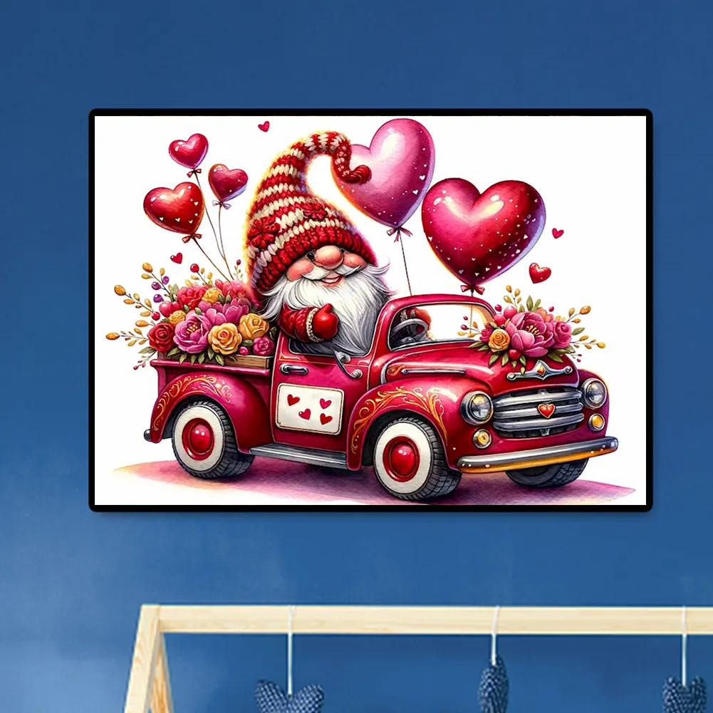 Full Round Diamond Painting 40*30cm - Valentine'S Day Float Gnome