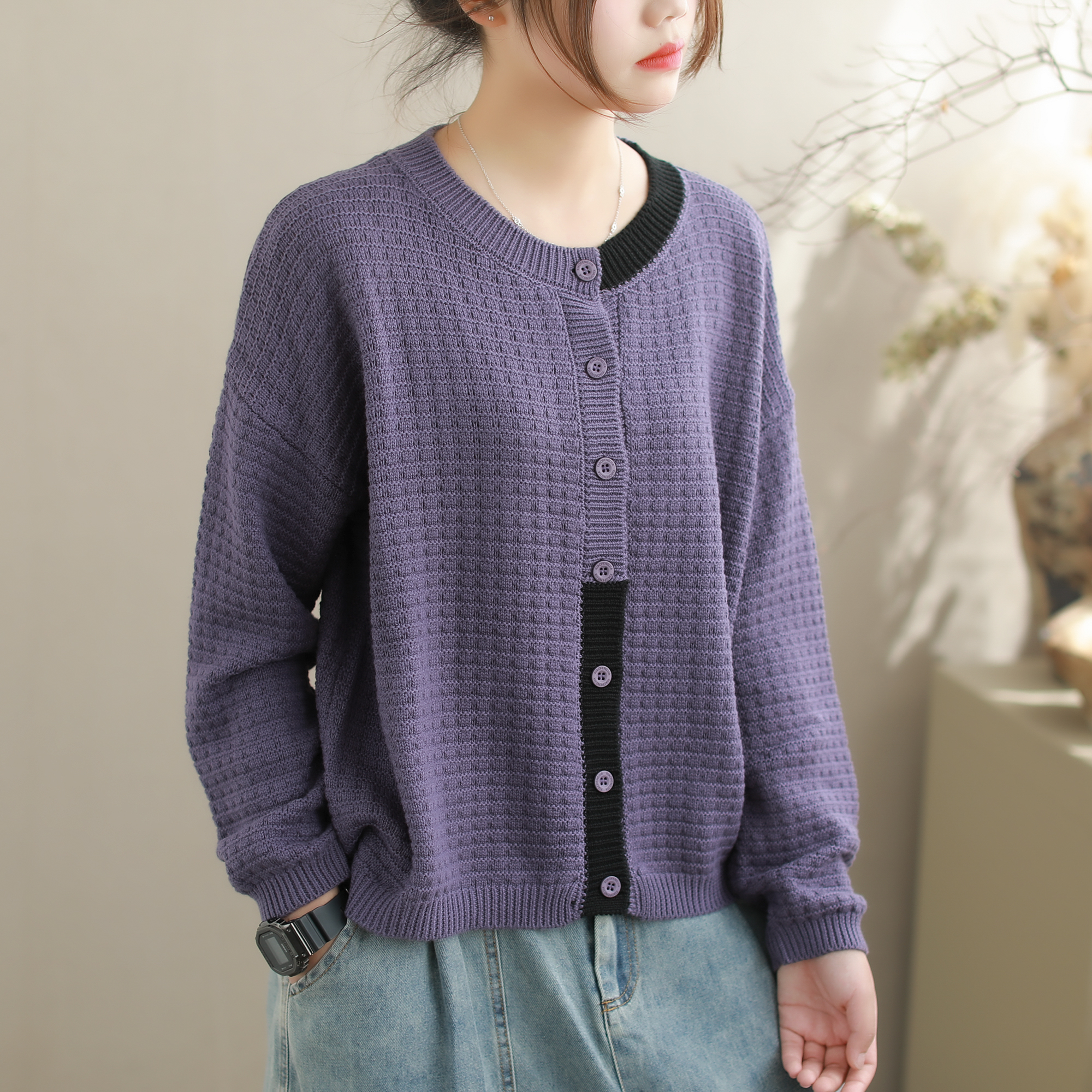 Chicfifth Sweater Women Winter Long Sleeve High Quality Autumn Vintage Top Knitted Cardigan