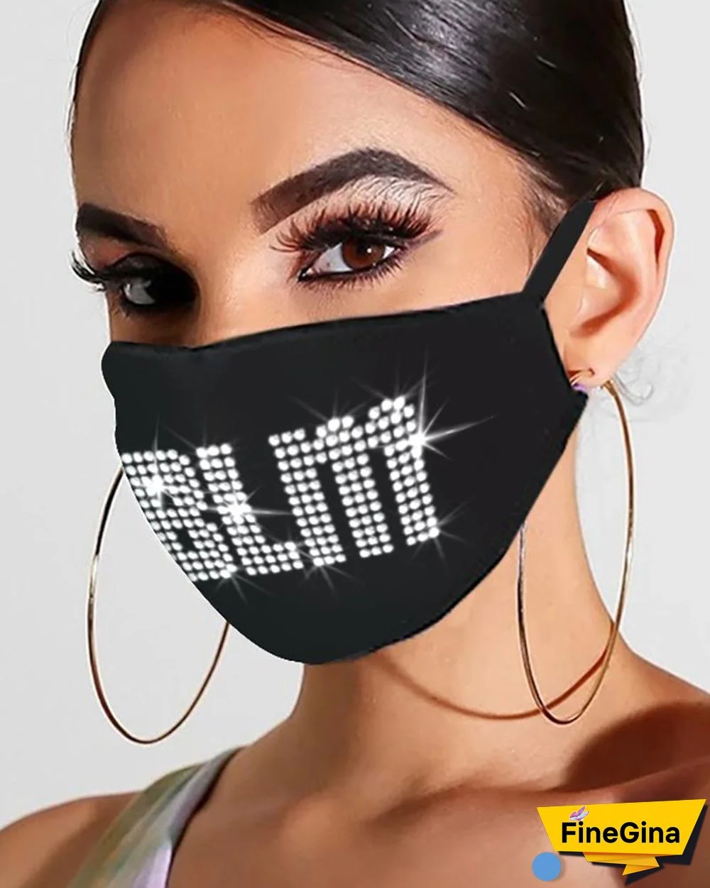 Bling Rhinestone Letter Pattern Face Mask
