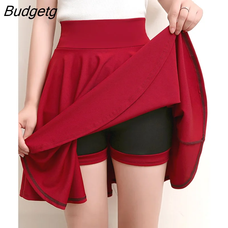 Budgetg Shorts Skirts Womens 2023 Summer Fashion School Korean Style Red Black Mini Aesthetic Pleated High Waist Skirt Female