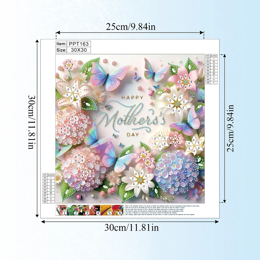 Diamond Painting - Partial Special Shaped Drill - Butterfly Mothers Day(Canvas|30x30cm)