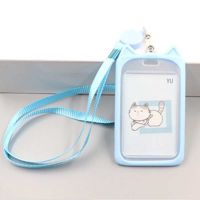 1PC Card Holder with Retractable Reel Lanyard Bank Identity Bus ID Card Badge Holder Cute Cartoon Credit Cover Case Kids Gift
