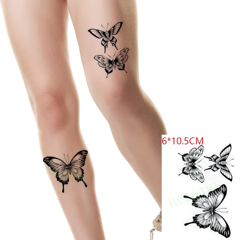 Waterproof Temporary Tattoo Sticker ins Butterfly black white sexy Body Art flash tatoo fake tatto for Women Men