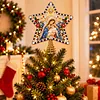 DIY Diamond Painting Christmas Tree Topper Star, Acrylic Holiday Tree Top Decoration with Spring Base, Removable Tabletop Christmas Decor